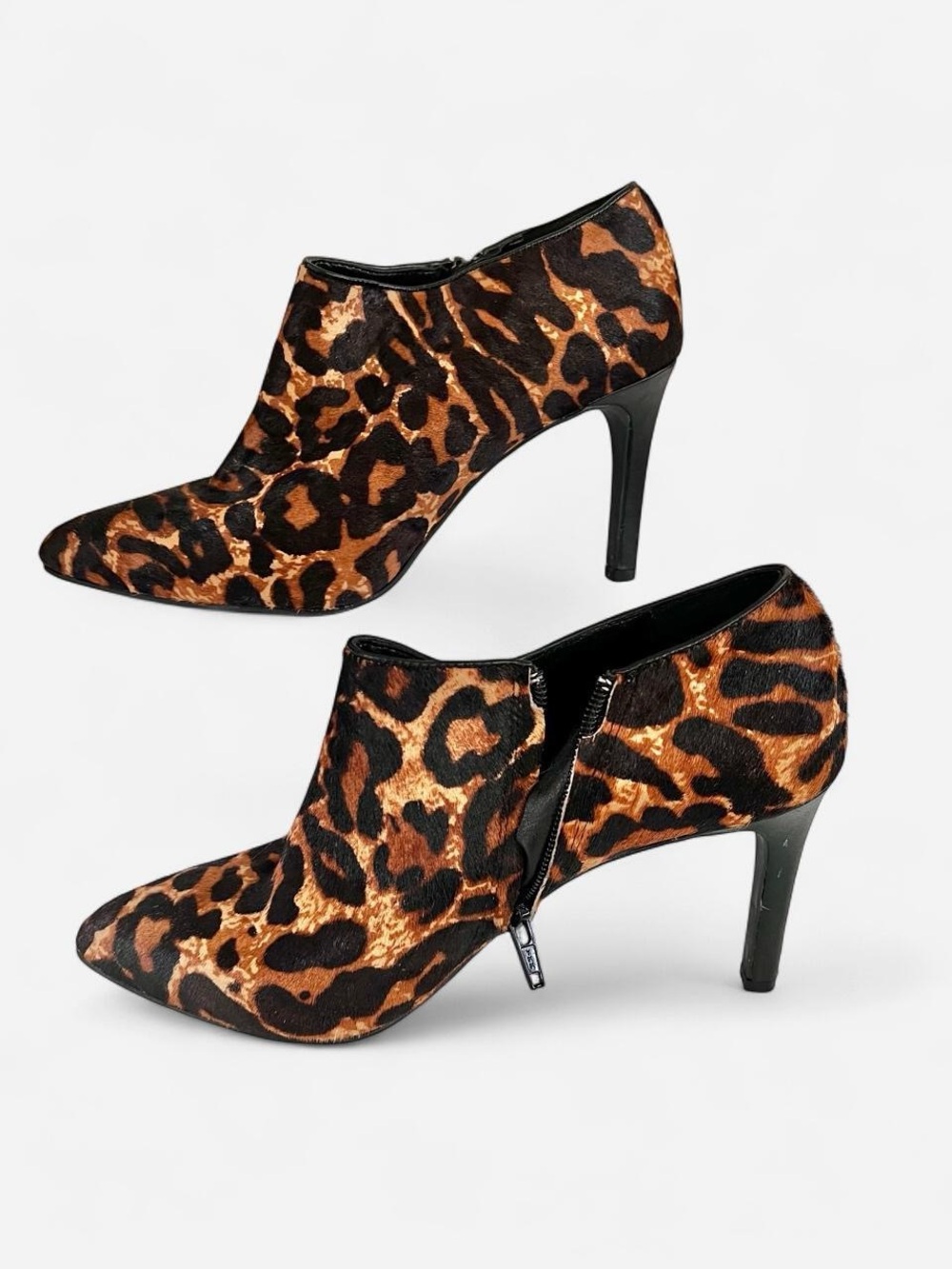 Antonio Melani Animal Print Pony Hair Leather Stiletto Booties